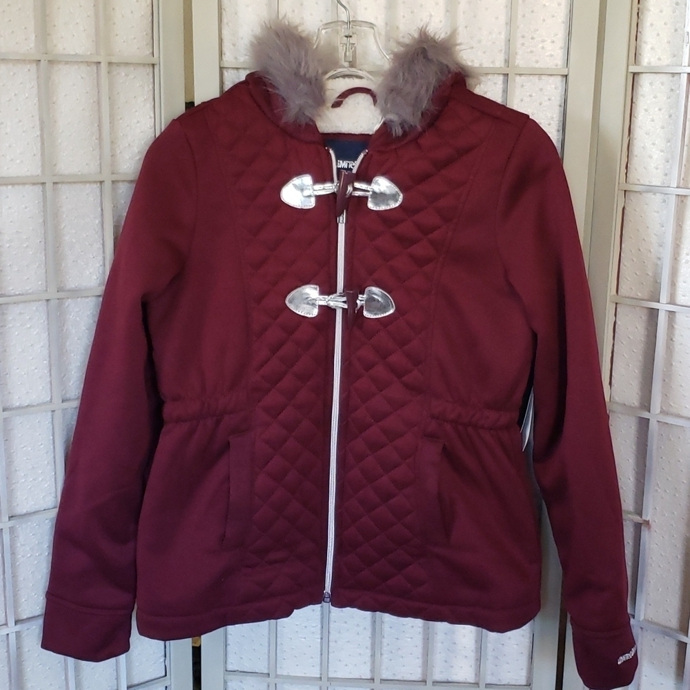 Limited Too burgundy faux fur hoodie jacket new 14/16